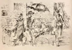Andrée Ruellan, Frühling in der Bleecker Street (Greenwich Village, NY), Zeichnung 1938