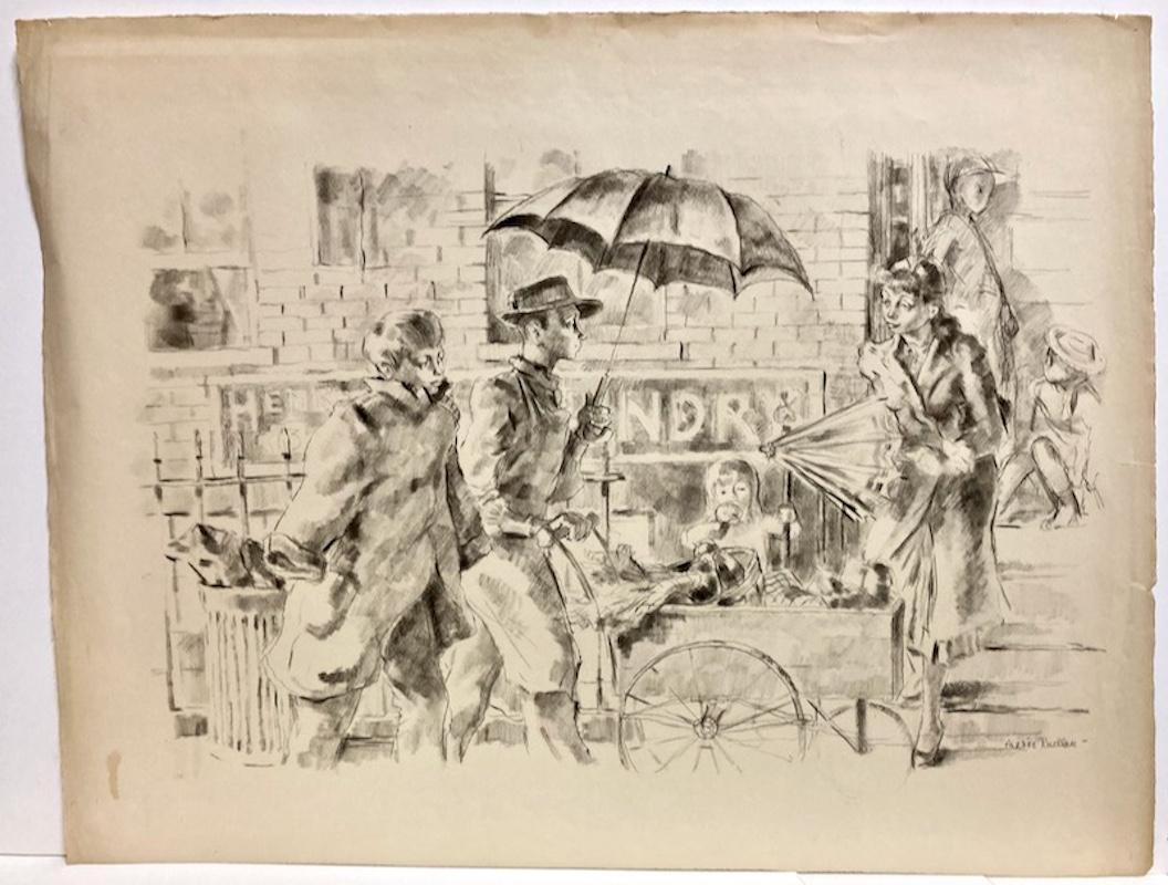 Andrée Ruellan, Printemps sur Bleecker Street (Greenwich Village, NY), dessin 1938 en vente 1