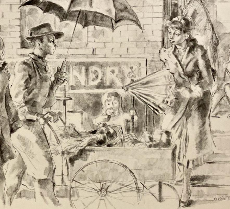 Andrée Ruellan, Printemps sur Bleecker Street (Greenwich Village, NY), dessin 1938 en vente 4