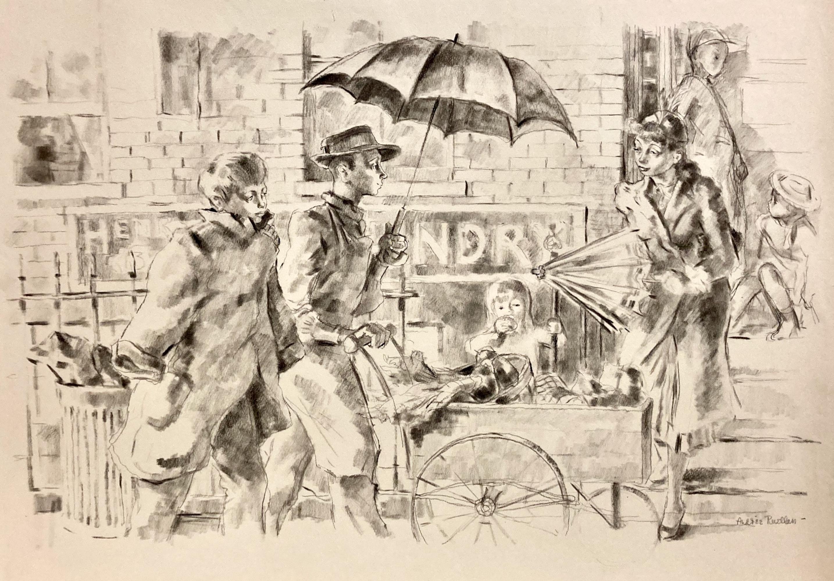 Ashcan School Landschaftszeichnungen und -aquarelle