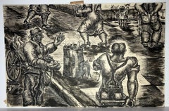 Herbert Ferber, (NYC Street Scene), 1936, mid-century ink drawing