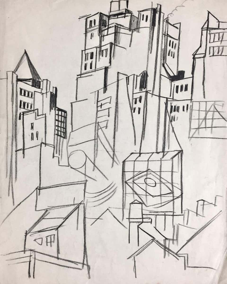 (New York City Buildings), Jan Matulka, about 1925, mid-century modern drawing