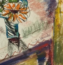 Beulah Stevenson, Tres pequeños girasoles y dos rosas junto a la ventana