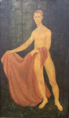 Young Male Model with Red Drape