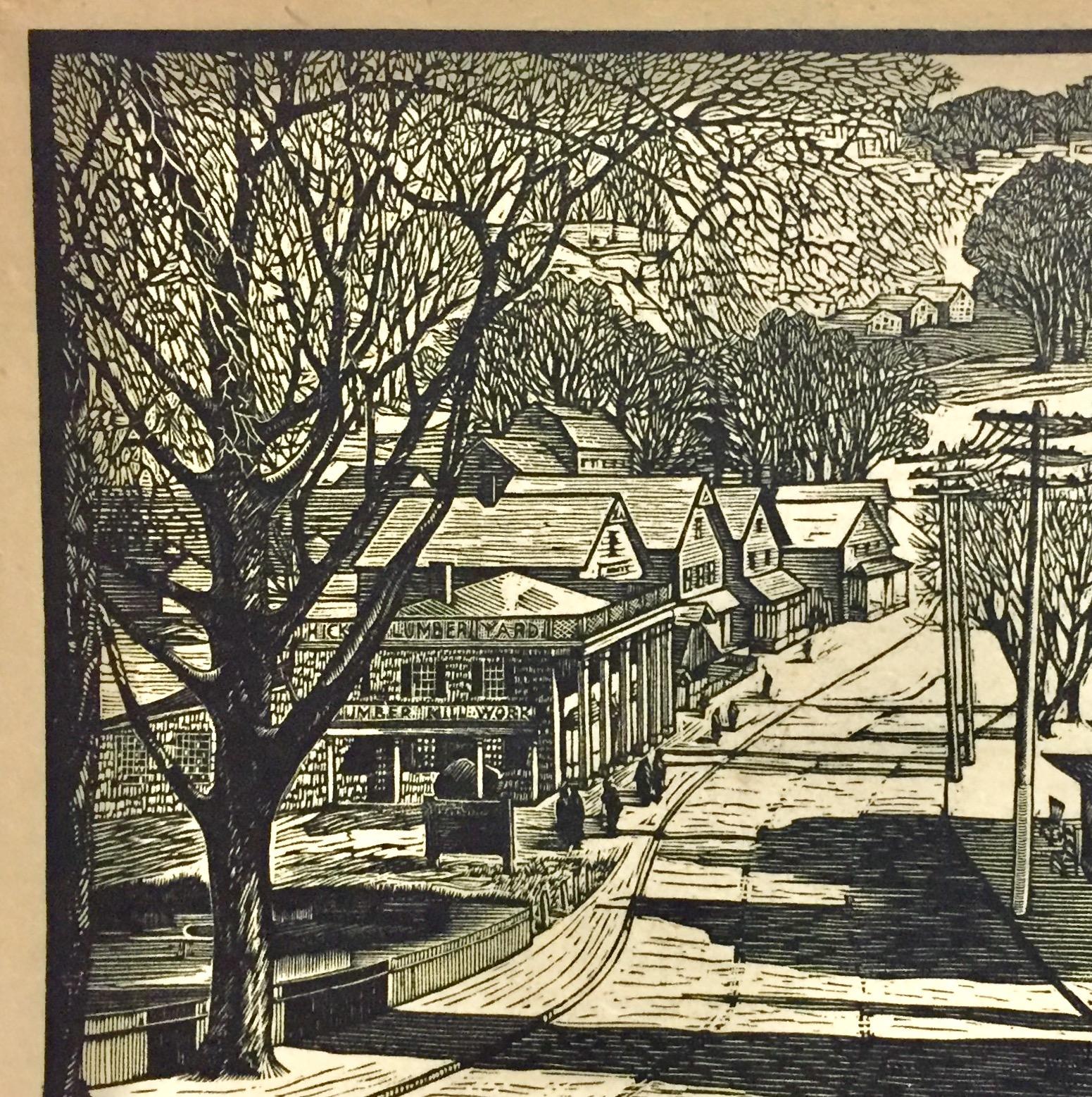 The Village, Roslyn, LI (New York) (Schwarz), Landscape Print, von Henry R. Diamond