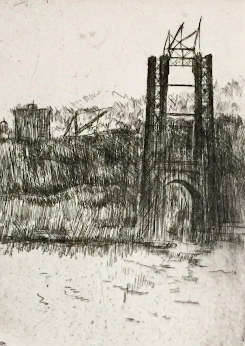 George-Washington-Brücke unter Bau (aus New York City) – Print von Bernard Sanders