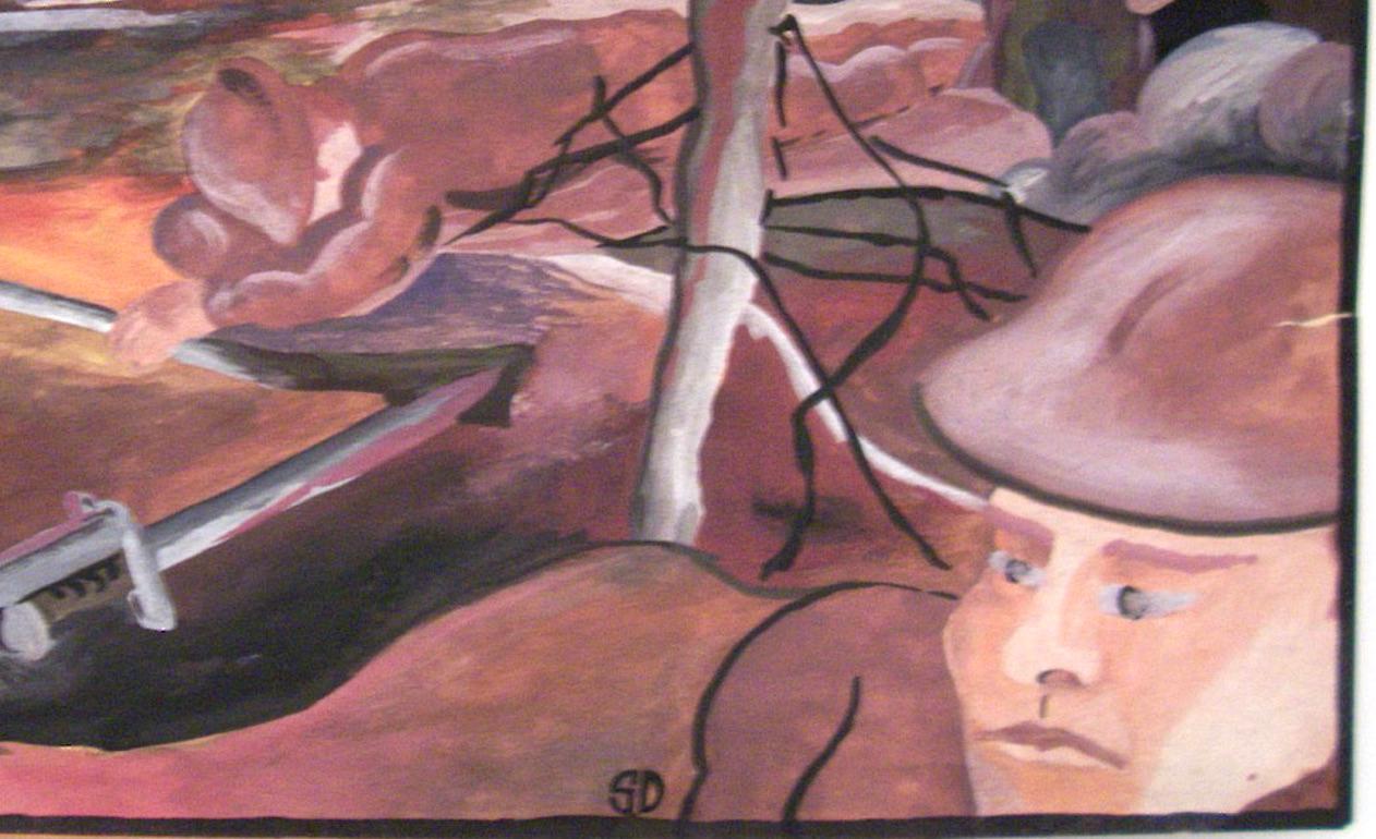 (Soldados heridos) - Figurative Art Gris de Unknown