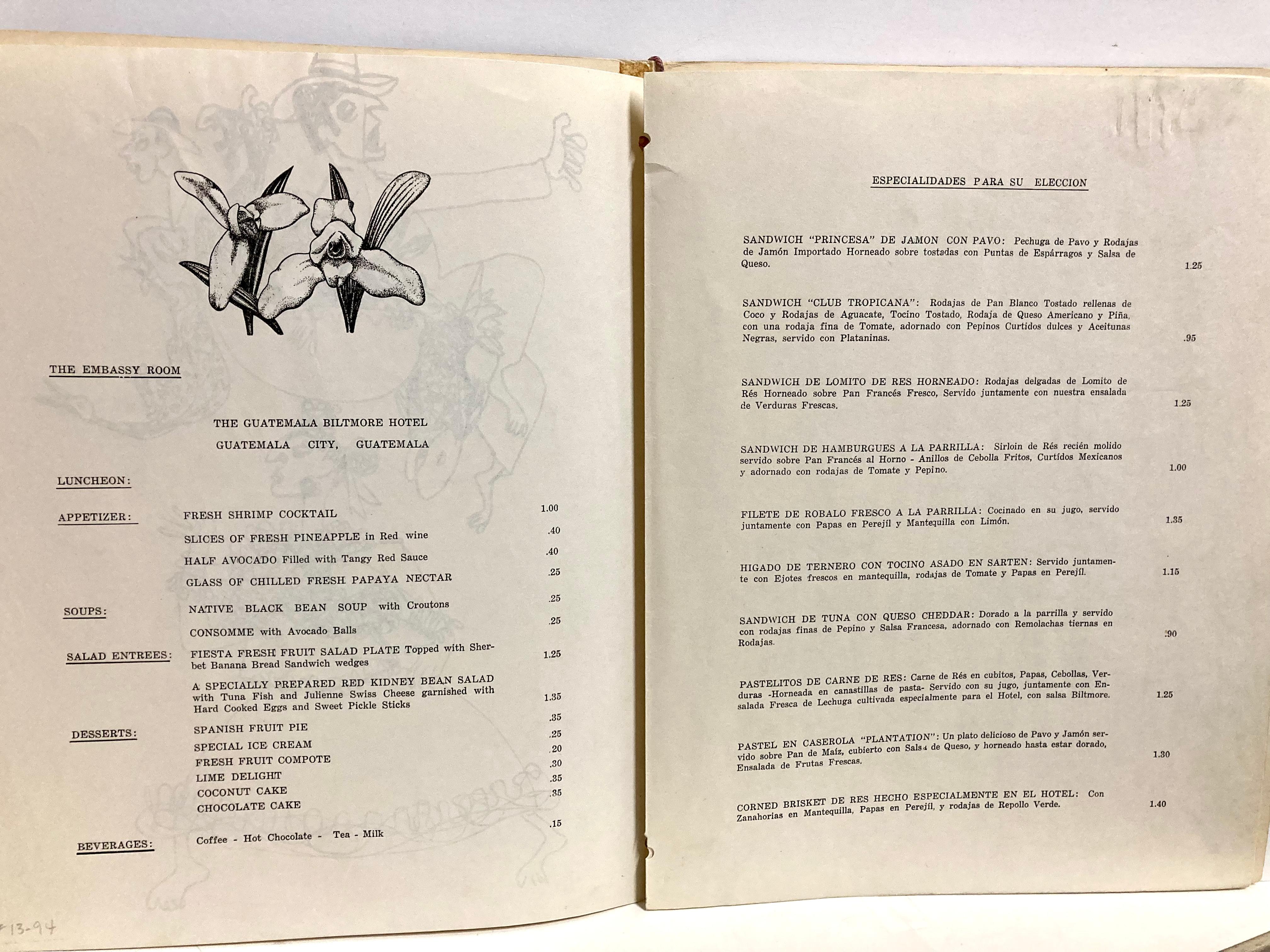 Diese Tuschezeichnung von Alfred Bendiner beweist einmal mehr, dass er einfach weiter und weiter zeichnen musste. Aber das Paket mit dem Umschlag und den Seiten der Speisekarte war es eindeutig wert, aufbewahrt zu werden - eine schöne Erinnerung