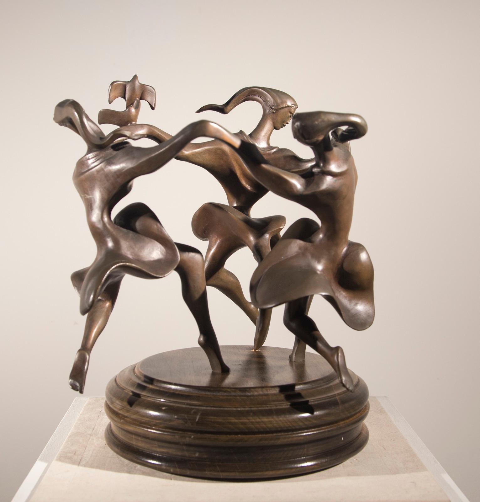 Albert Wein Figurative Sculpture - Joie De Vivre, bronze figurative dance sculpture