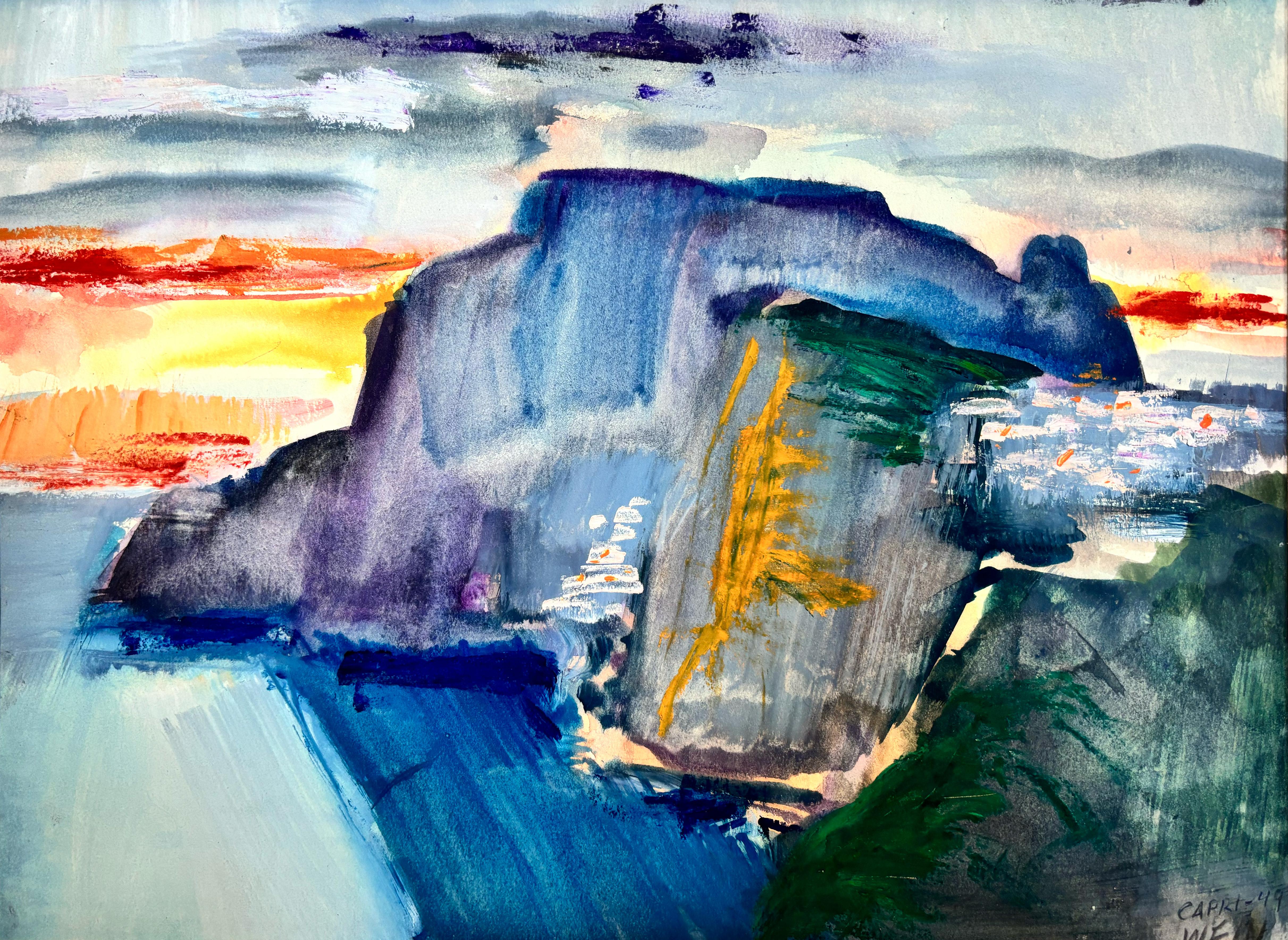 Albert Wein Landscape Art – Capri, Sonnenuntergang