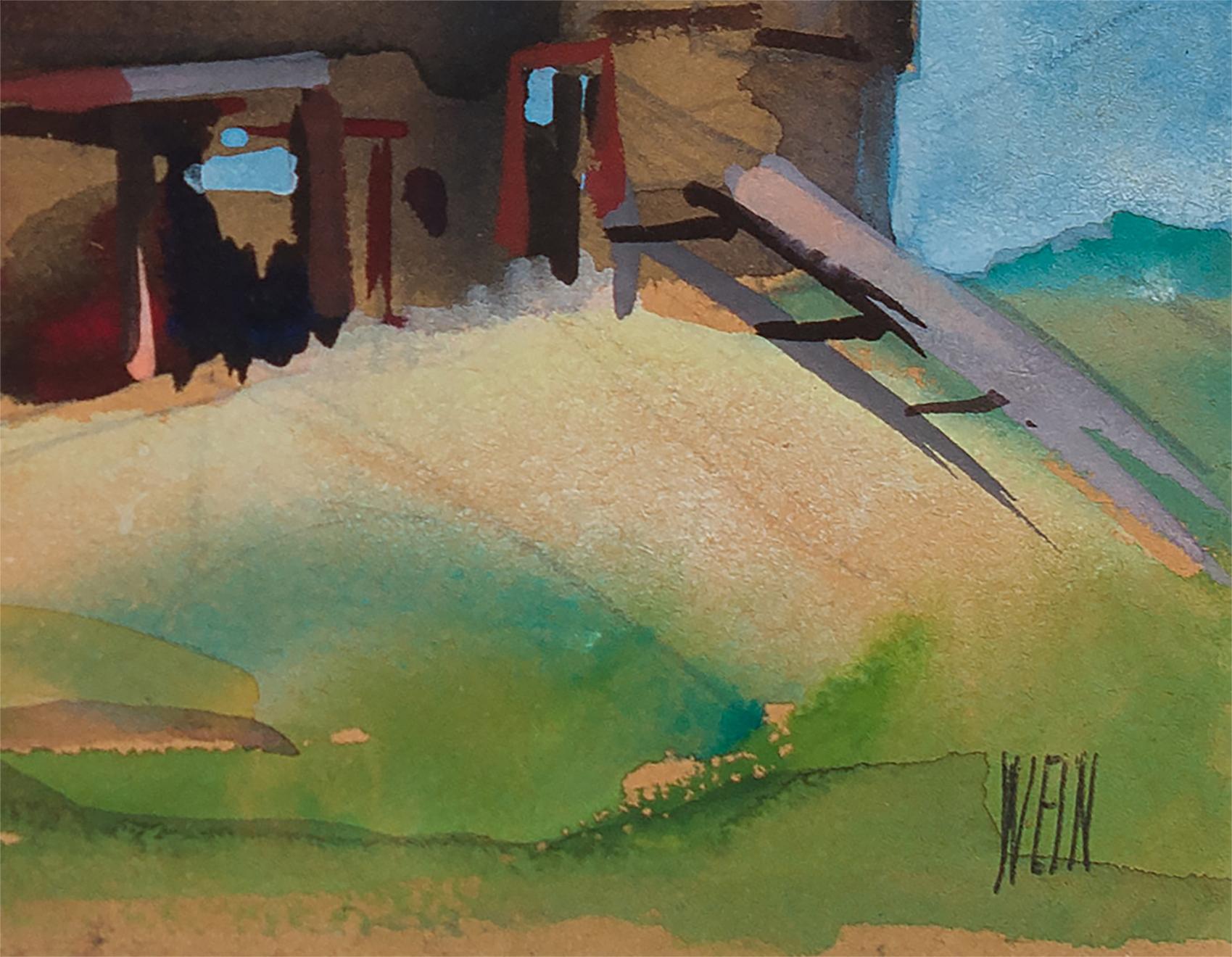 Monhegan House (Fischerhütte) (Grau), Landscape Art, von Albert Wein