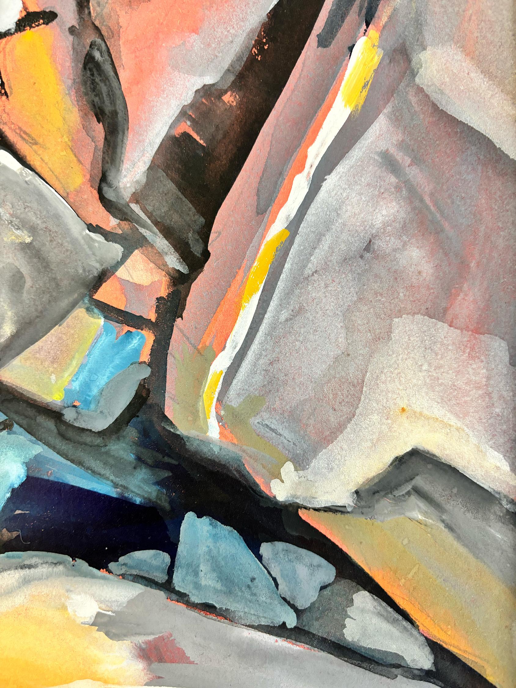 The genius of any work by Wein is in his interpretation.  This study of rocks, is an exercise in abstraction.  Of taking strong amorphous shapes and playing with color and form.  Wonderful to strengthen a room with strong color palette.  
This piece