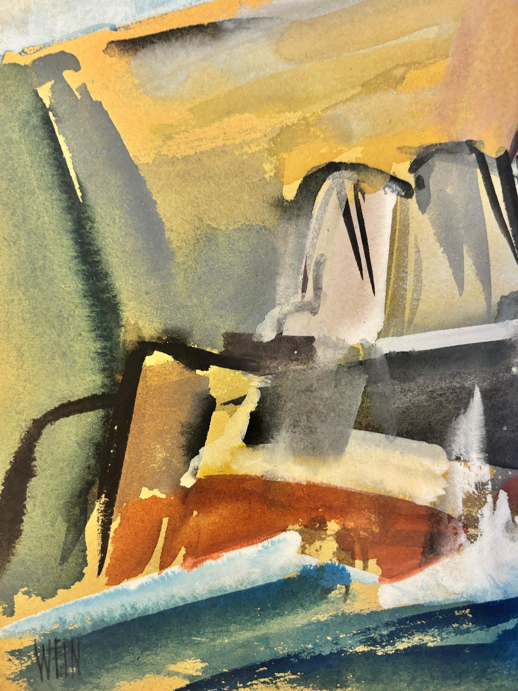 The Inlet ist eine ausdrucksstarke und lebendige Darstellung einer ruhigeren Bucht auf Monhegan Island.  Der Künstler hat hier eine Reihe von Werken geschaffen, die alle Körper mit Energie und expressionistischer Farbe darstellen. Dieses Werk ist