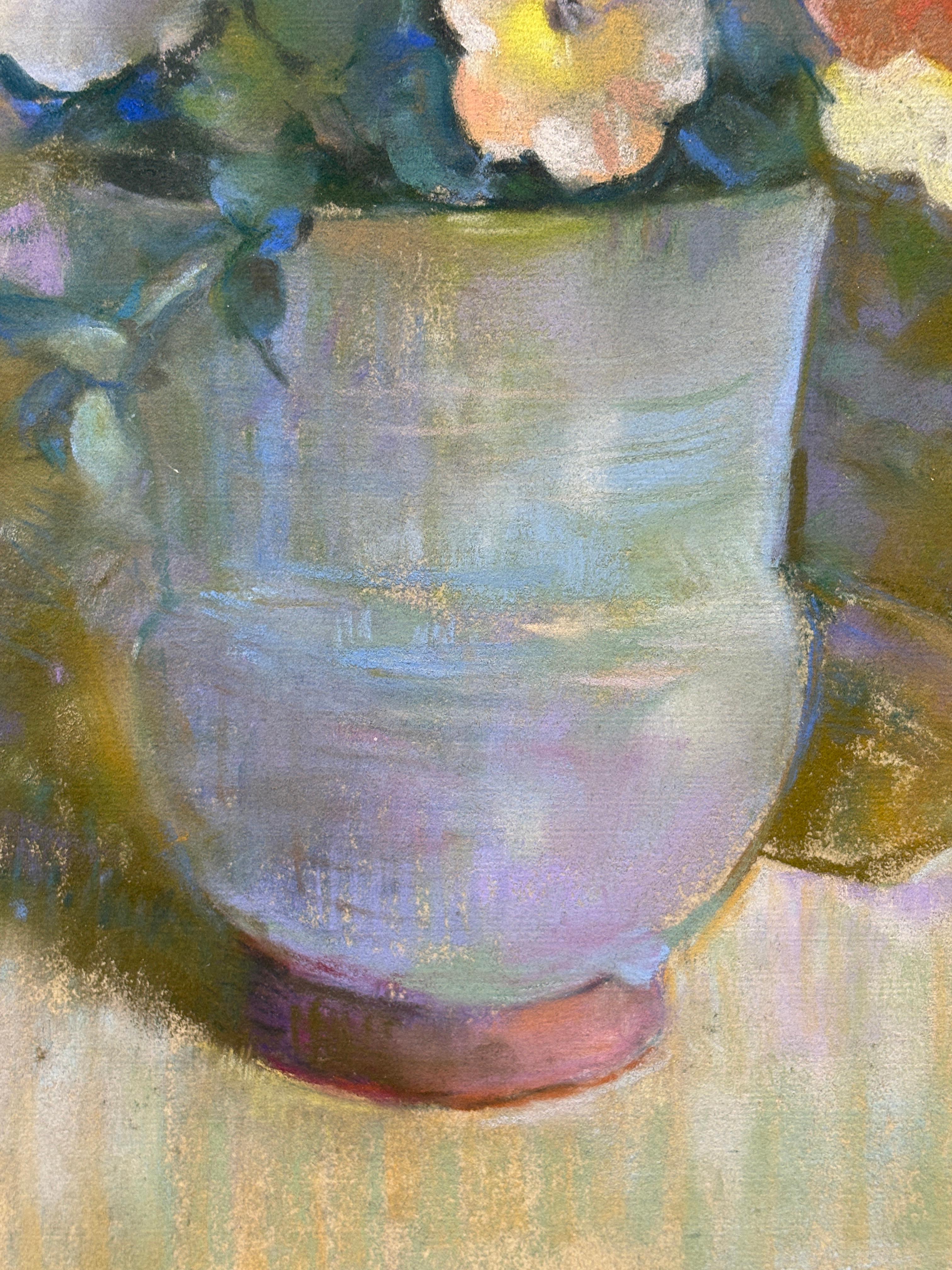 Pink and White Petunias - Brown Still-Life by Laura Coombs Hills