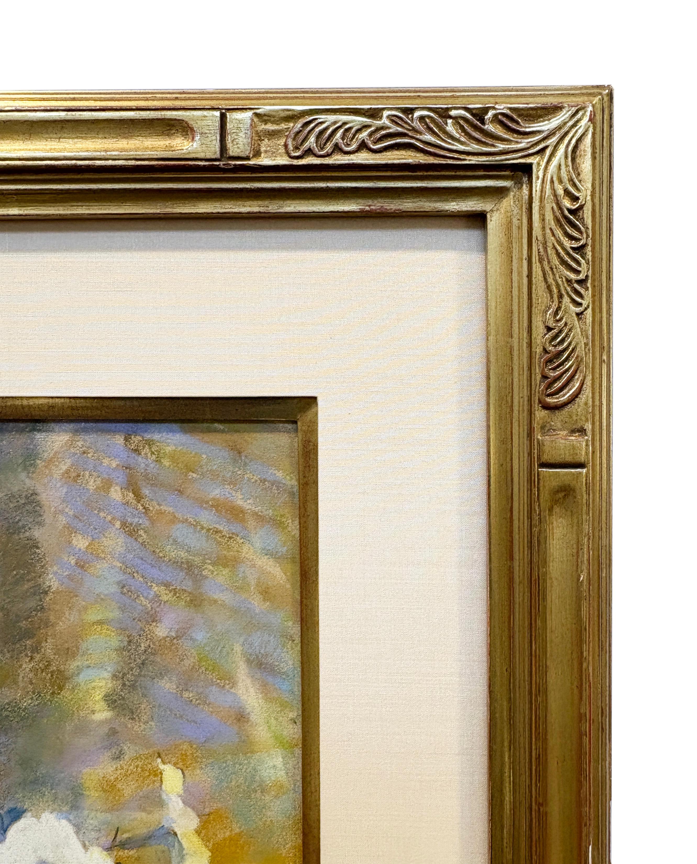 
Pink and White Petunias is a graceful and sprightly composition featuring soft pink and green tones. Hills was a master of capturing the essence of whatever flowers or vase she chose for her composition and hinting at the elegance of detail without