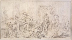 Figures Preparing Hemp in an Interior, Old Master