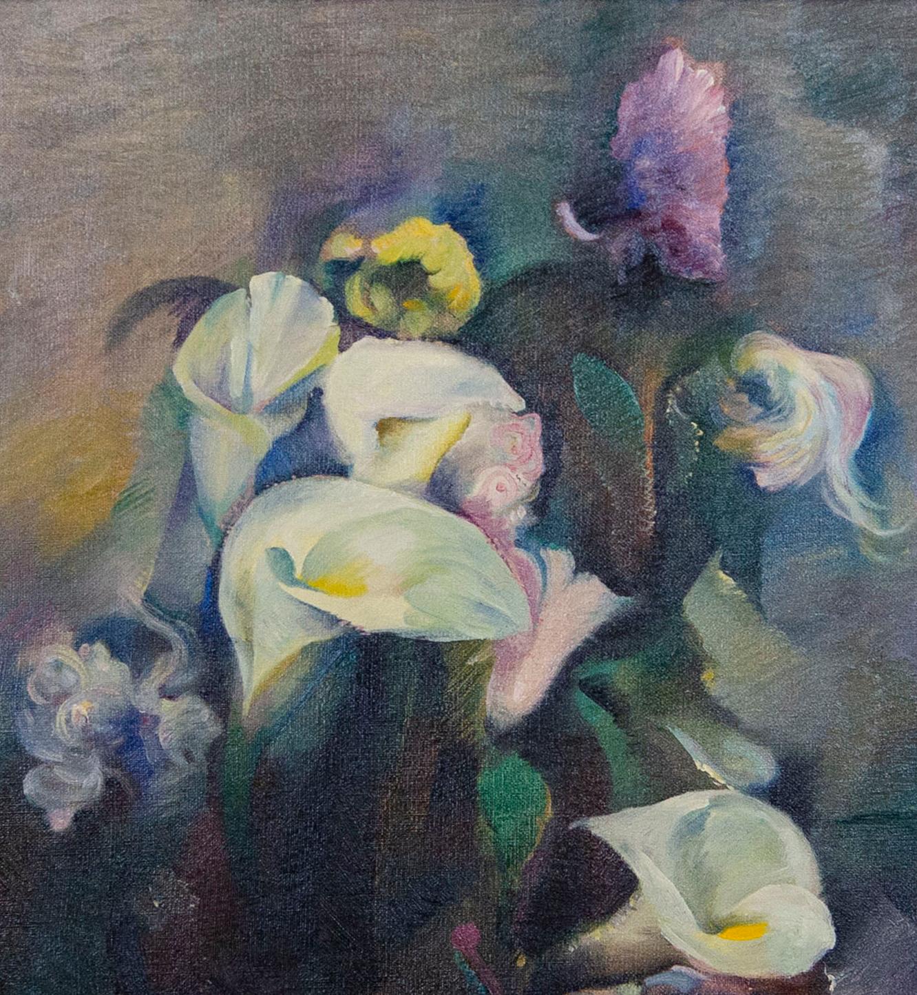 Calla Lilies, Abstract Modern Still Life - Painting by Sarkis Katchadourian