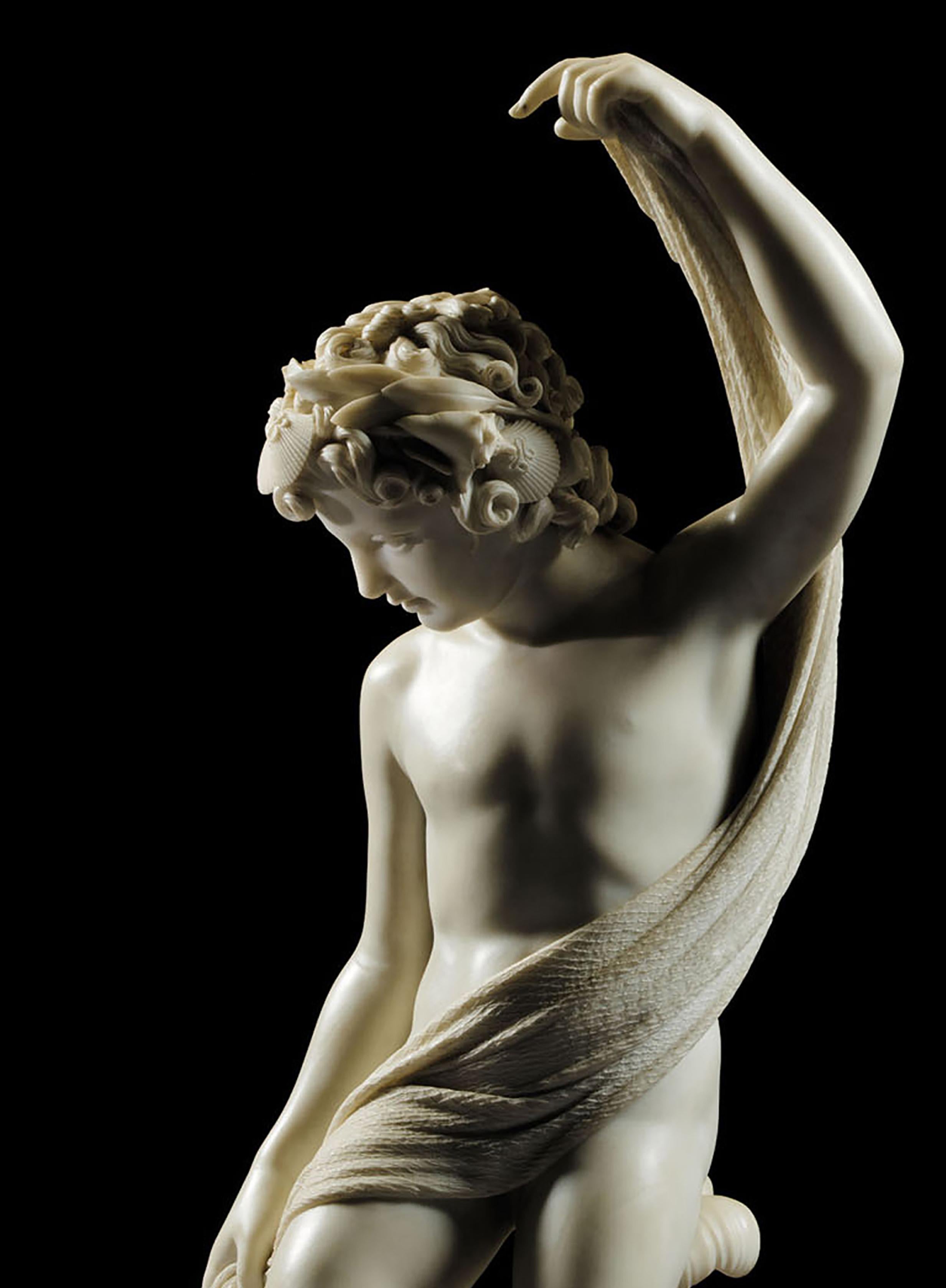 Le garçon pêcheur suprême statue en marbre de Carrare - Rococo Sculpture par Pio Fedi
