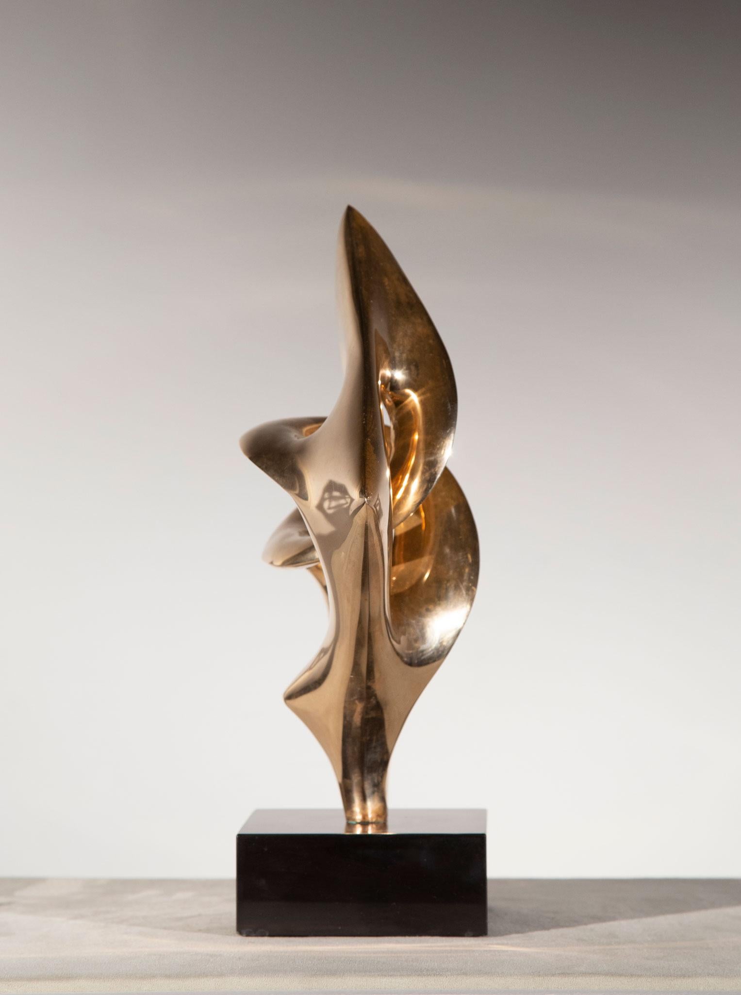  Kieff’s elegant polished bronze examines the play between positive and negative space to effect a diamond-shaped composition. The Fado in its title references a genre of music that originated in Lisbon, Portugal in the 1820s. Kieff derives