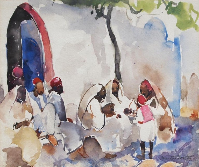 Gathering, North Africa  - Brown Figurative Art by Martha Walter