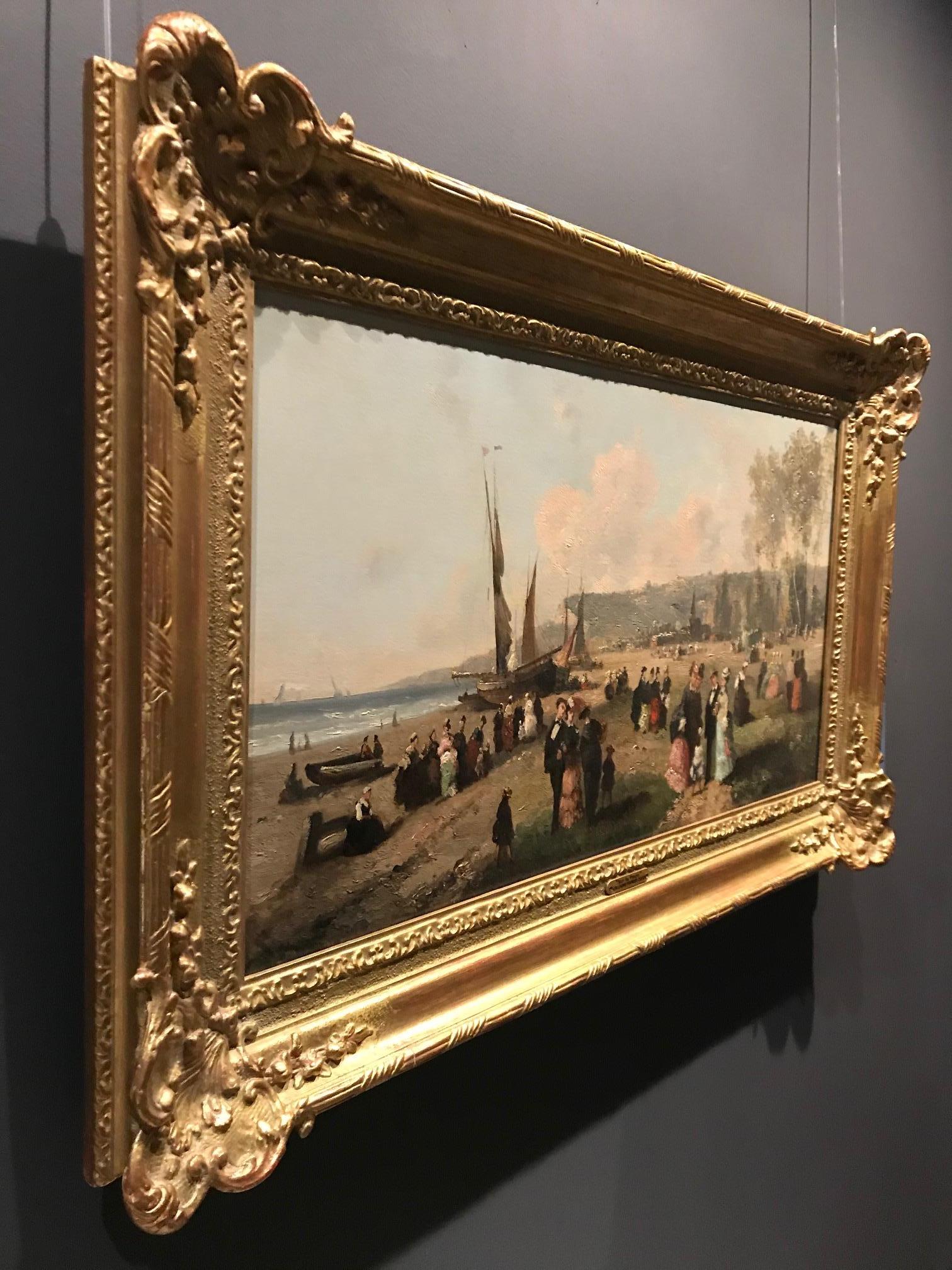 Guillaume-François Colson - Sur la plage, french, beach, 19th century, painting For Sale 4