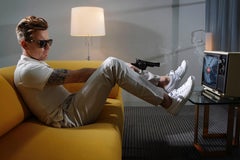 Lorenzo Agius - Ewan with gun, color, british, Ewan McGregor, modern, 20x24 in