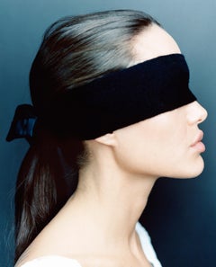Lorenzo Agius - Angelina Jolie, color, portrait, blindfold, photo, 40x30 in