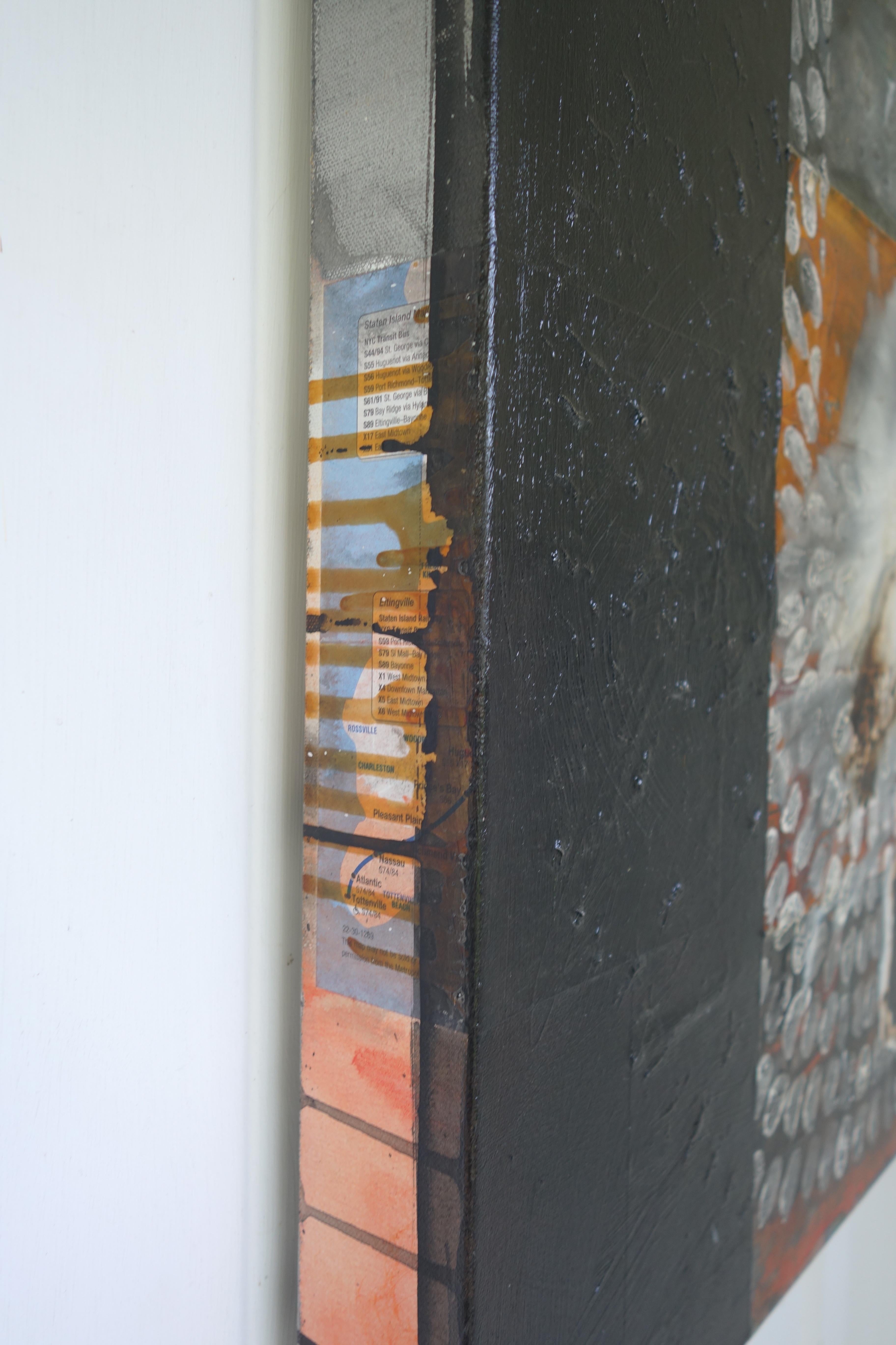 Seduction 3: contemporary abstract oil & mixed media painting with black, orange - Black Abstract Painting by Antonio Puri