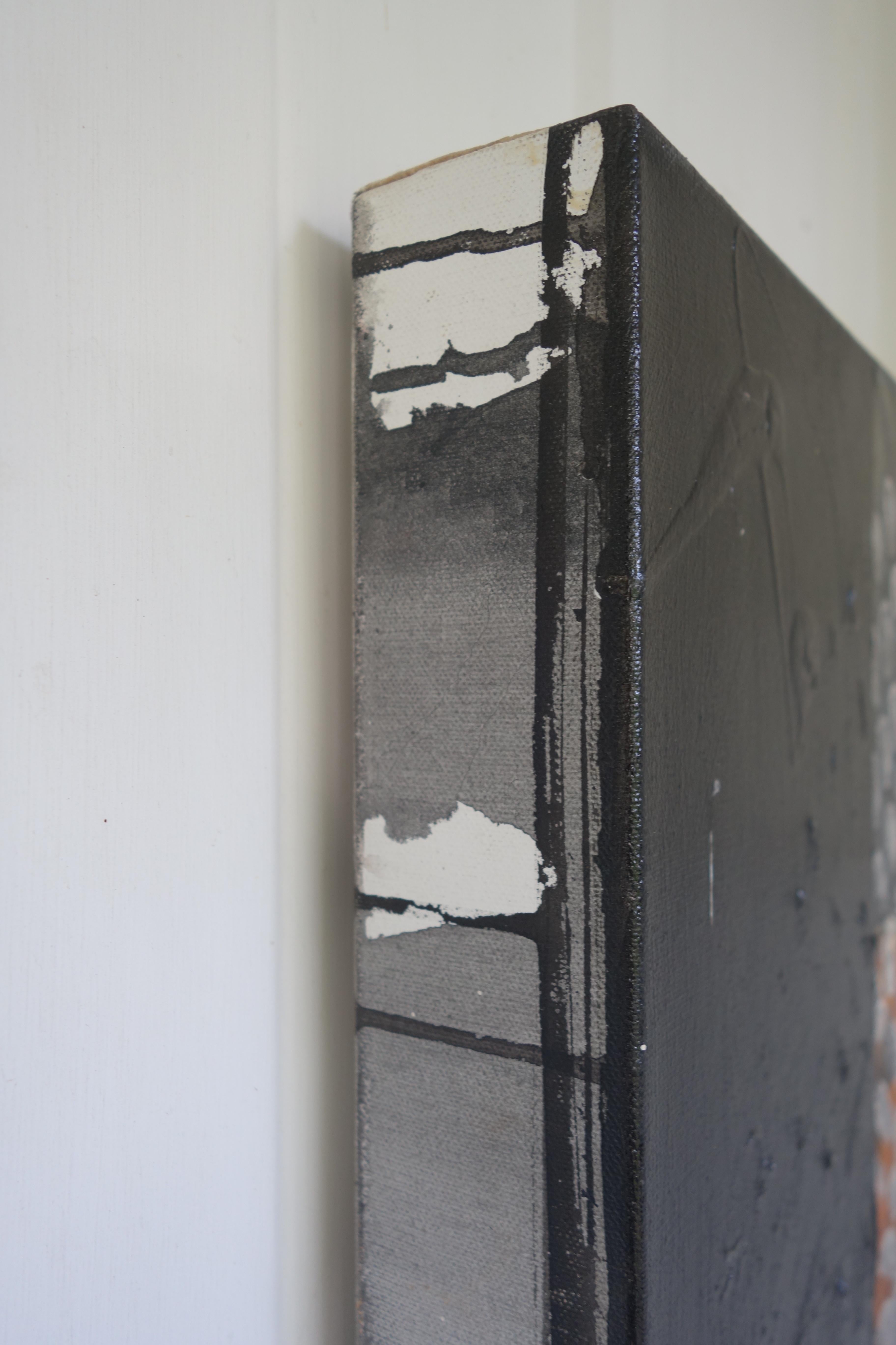 Seduzione 3: pittura astratta contemporanea ad olio e tecnica mista con nero, arancione in vendita 3