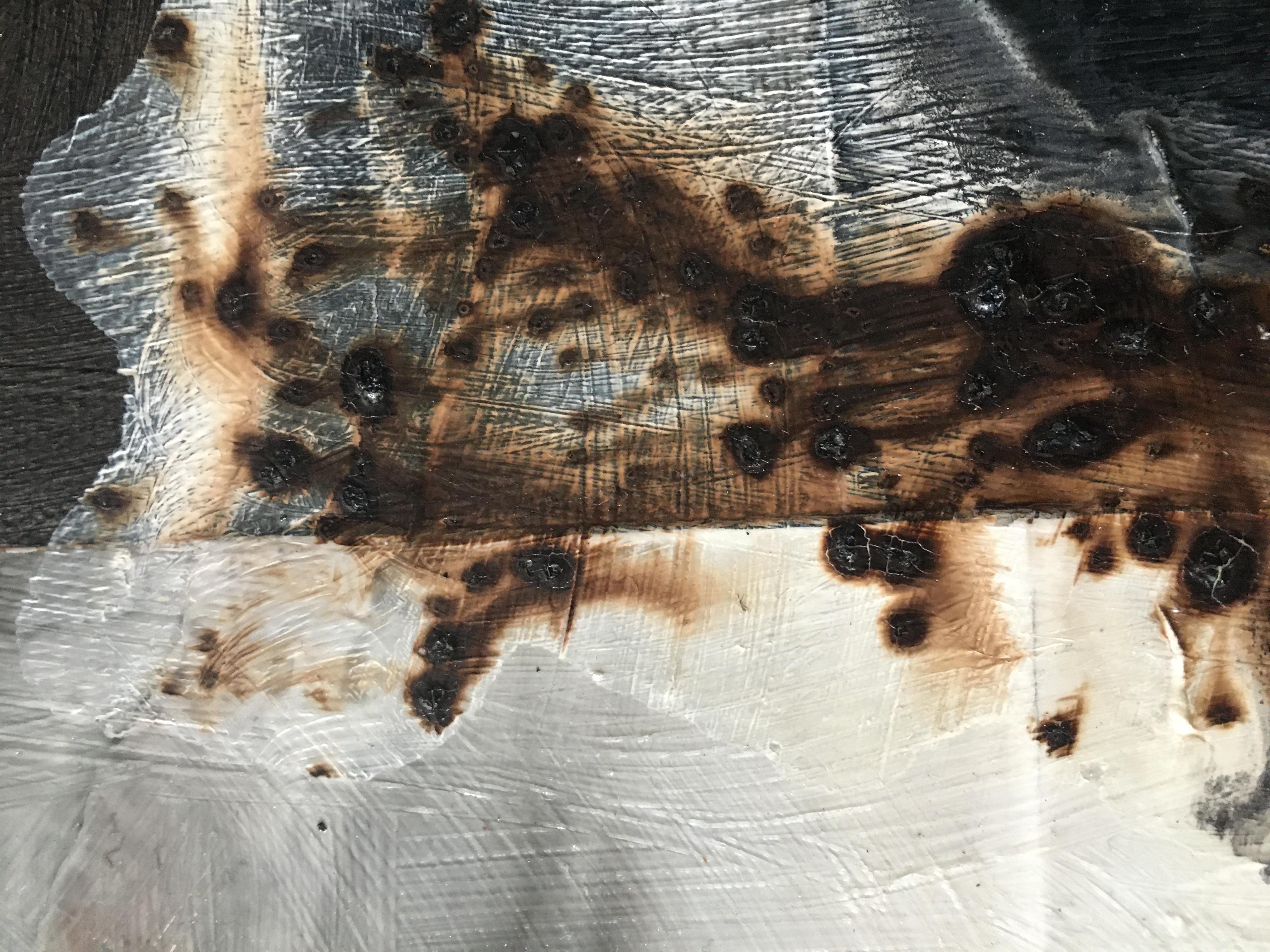Seduzione 3: pittura astratta contemporanea ad olio e tecnica mista con nero, arancione - Abstract Painting Nero di Antonio Puri