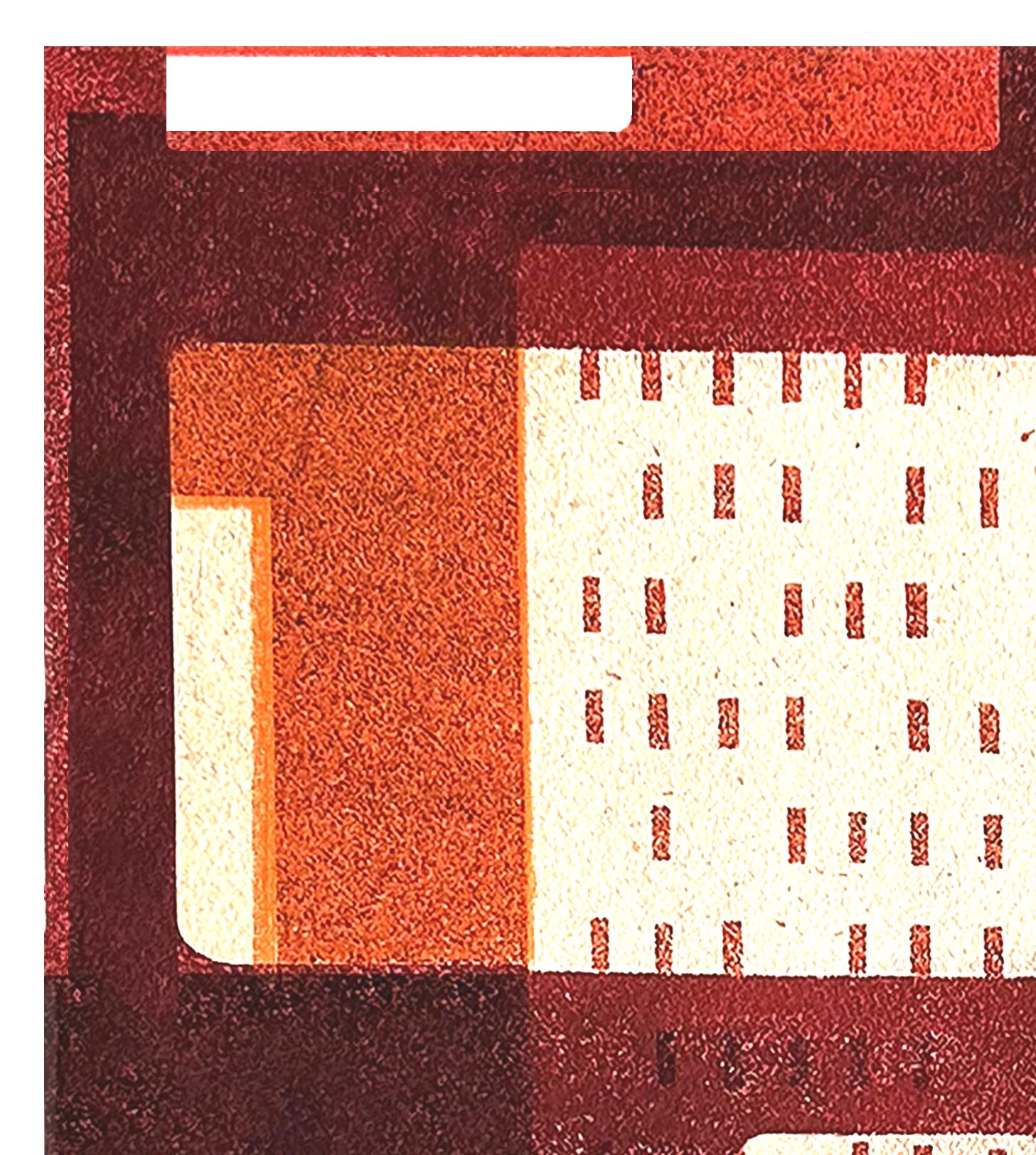 Factory XIII: modernist urban architectural collage on monoprint, red, unframed - Contemporary Art by Agathe Bouton