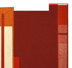 Villa V: modernist urban architectural city collage on monoprint, red, unframed