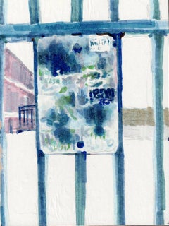 LEASE : peinture abstraite à l'encre d'une plaque de rue urbaine avec graffiti en vert bleu
