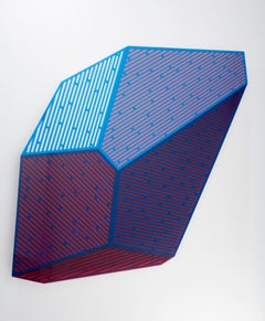 Prismatic Polygon III: blue & red contemporary geometric abstract wall sculpture
