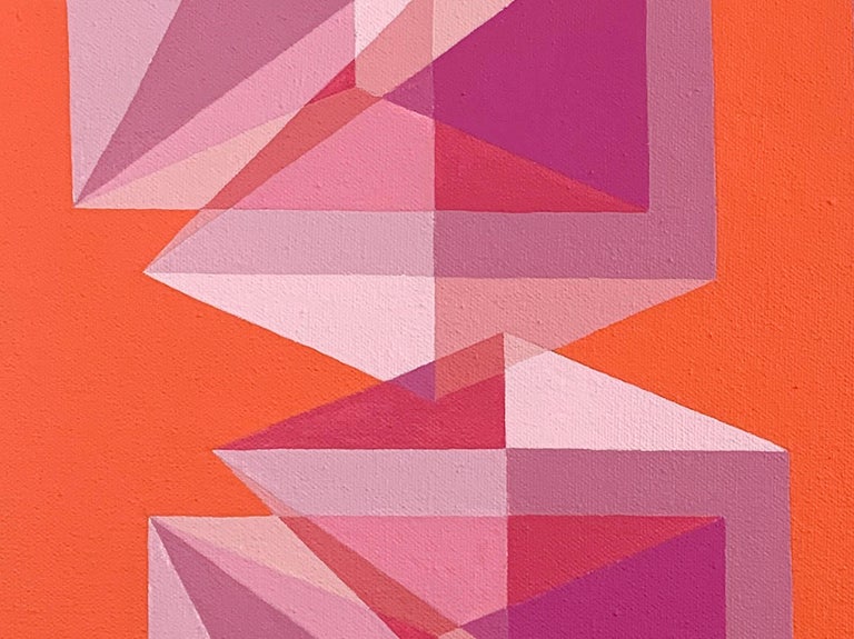 This geometric abstract acrylic on canvas Op Art painting is part of Weaver's 