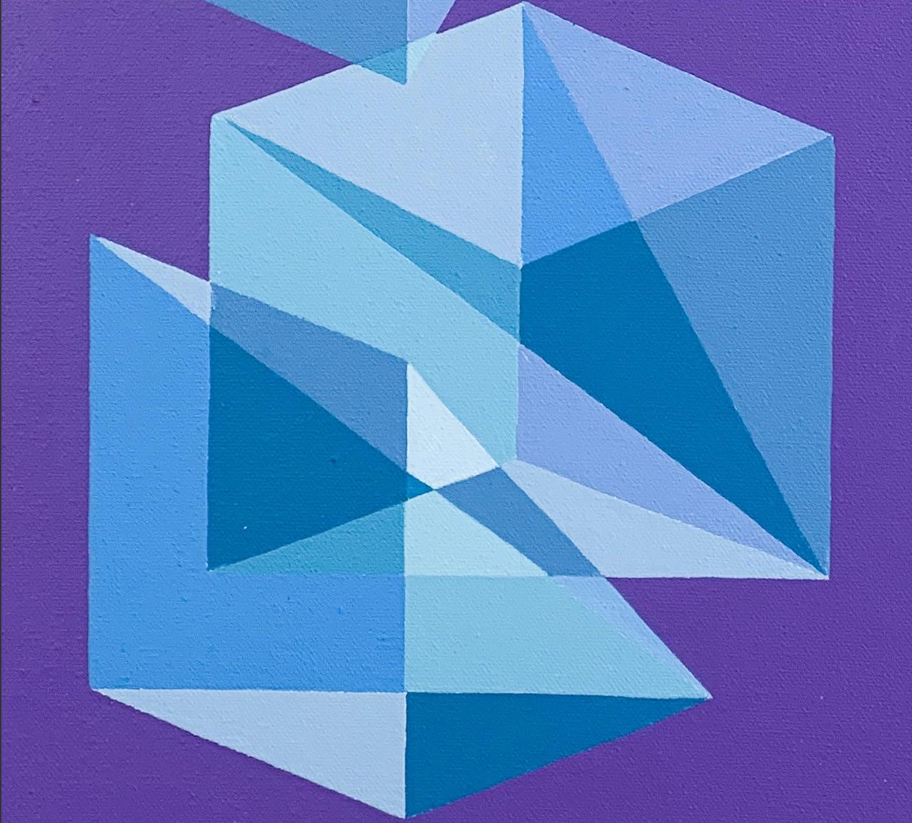 Divisé en trois n° 16 : abstraction géométrique avec très peri et bleu - Abstrait Painting par Benjamin Weaver