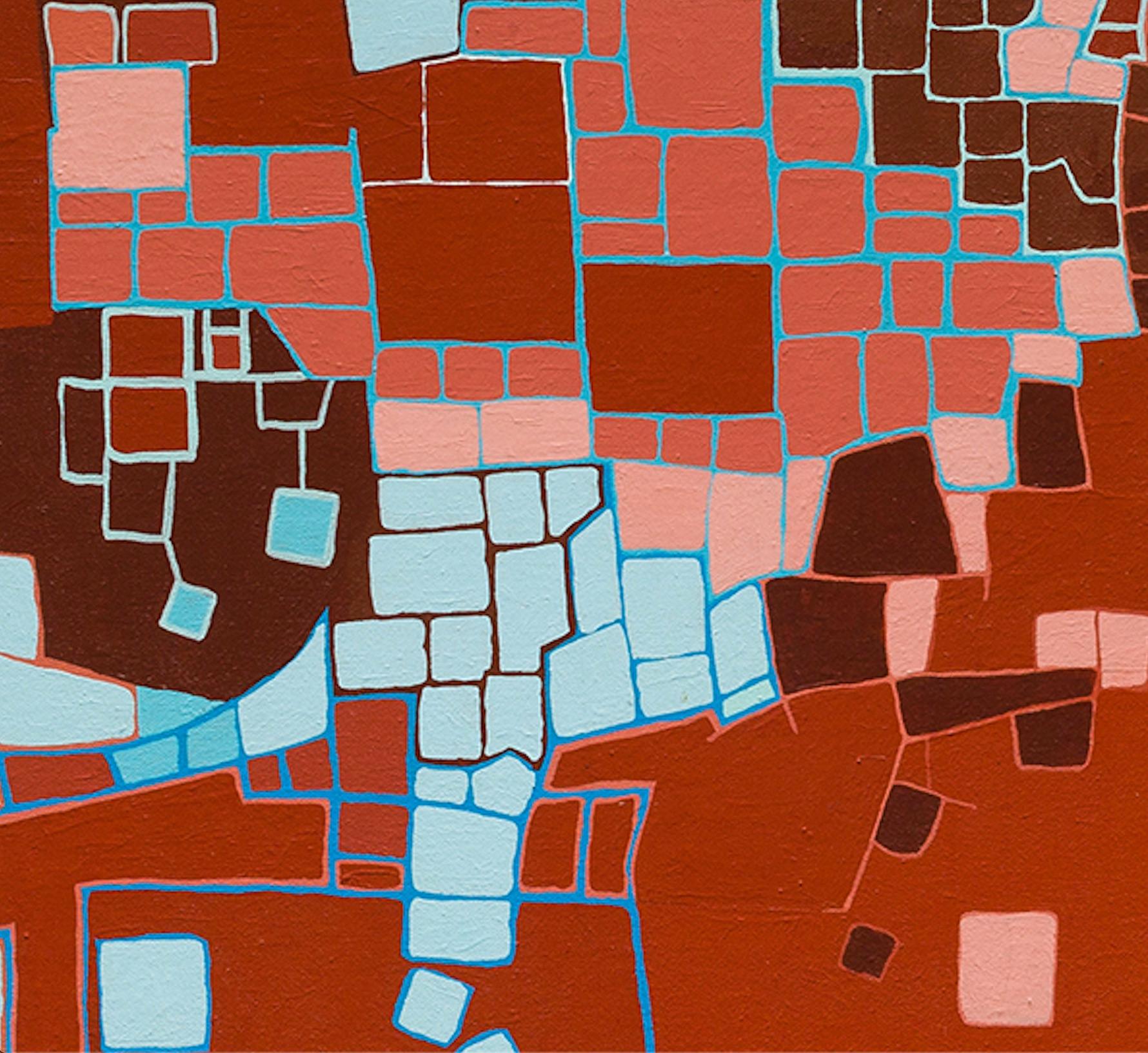 Fragments of Dreams: classic mid-century modern geometric abstract painting, red - Painting by Joseph McAleer