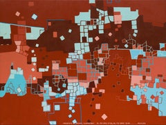 Fragments of Dreams: classic mid-century modern geometric abstract painting, red