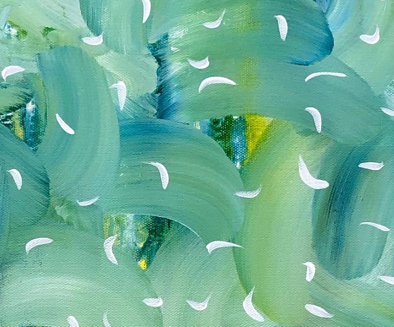 Dream Dancing -- contemporary abstract acrylic painting in green, blue, & yellow - Painting by Joseph McAleer