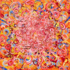 Thank You Mr. Duncan - contemporary abstract oil painting w/ orange pink circles