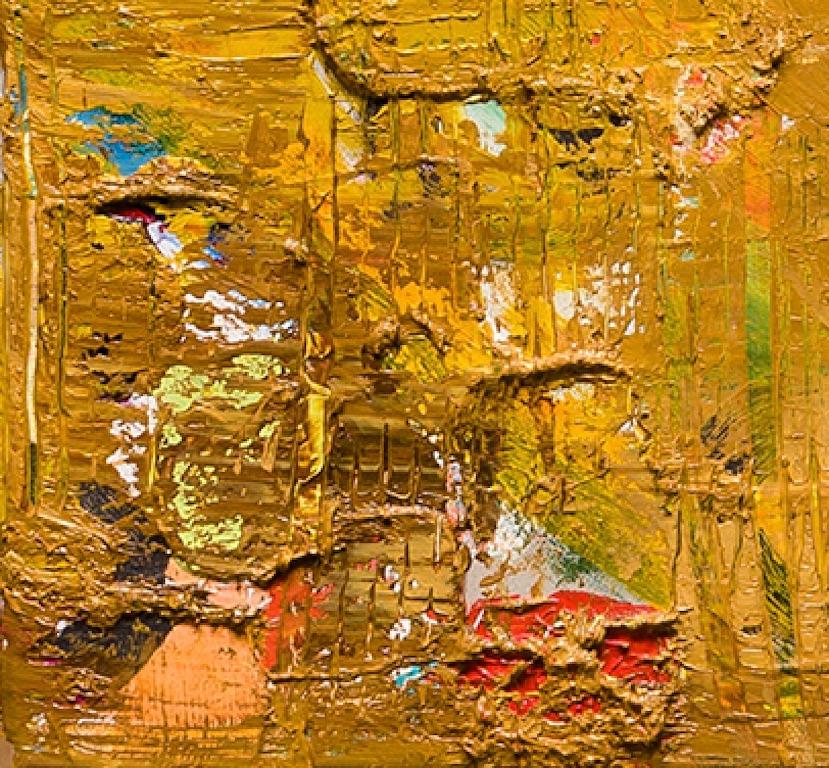 Treasure: contemporary abstract oil painting in gold, heavy impasto & texture - Painting by Dennis Alter