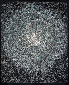 Celeste -- large contemporary abstract mixed media painting on black paper