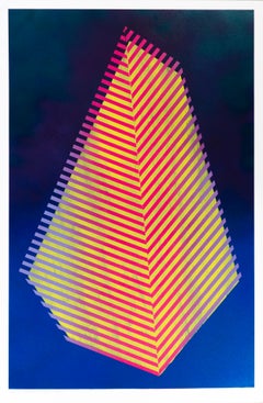 Prismatisches Polygon V: geometrisches abstraktes Gemälde; blaue, rote, gelbe, gelbe Muster