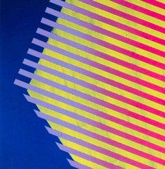 Prismatic Polygon V: geometric abstract painting; blue, red, yellow patterns