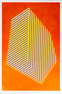 Paper Prismatic Polygon VI: contemporary geometric abstract painting on orange