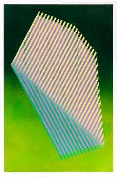 Paper Prismatic Polygon VII: contemporary geometric abstract painting in green