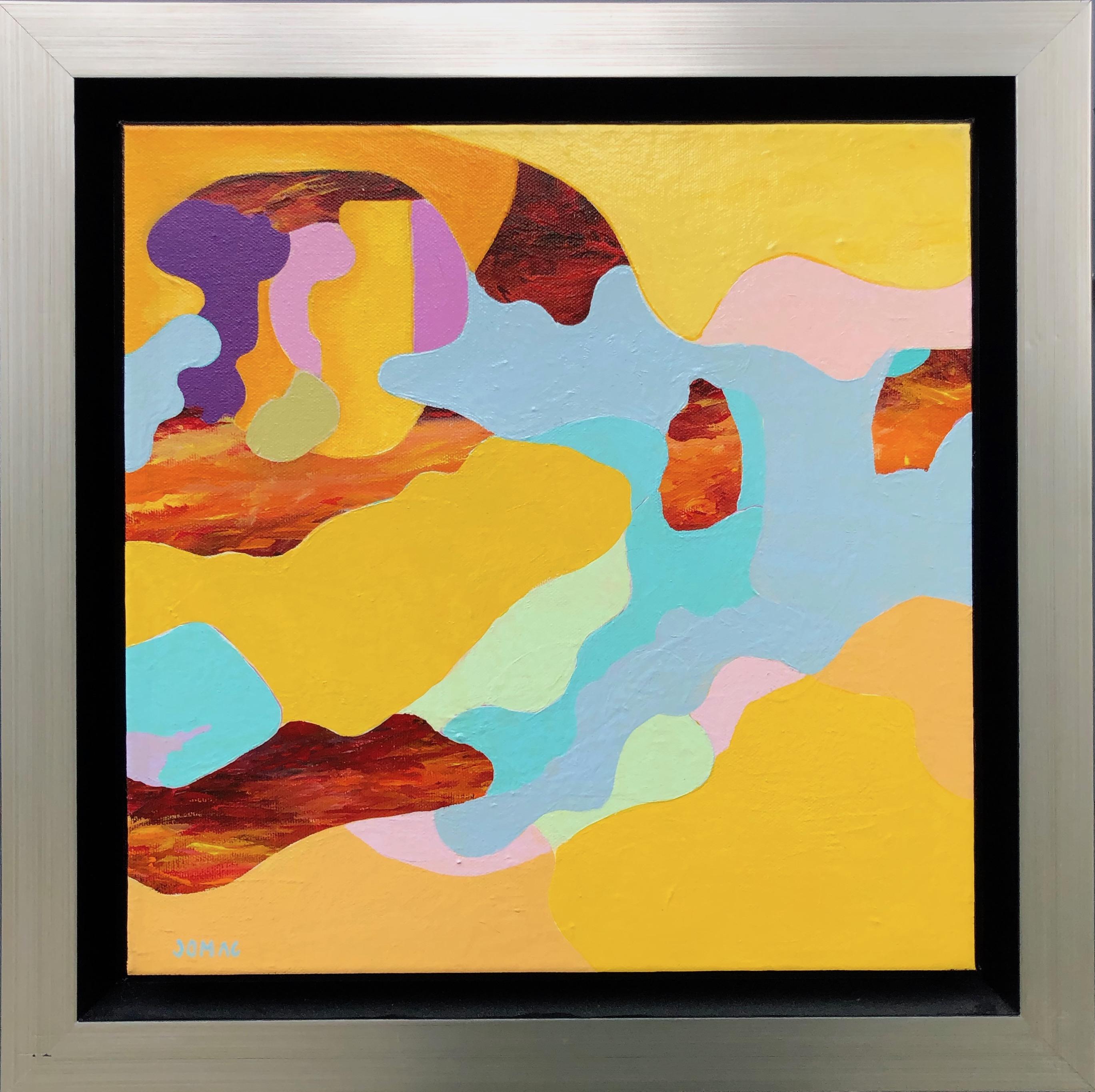 Joseph McAleer Landscape Painting - Breakthrough Flow -- surrealist abstract landscape painting in blue & orange