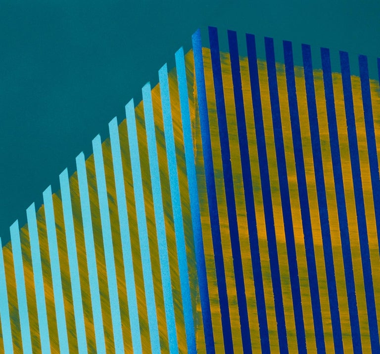 Jay Walker Prismatic Polygon X framed geometric abstract painting in