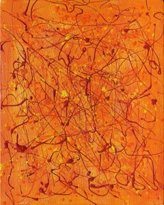 Search Party: contemporary abstract expressionism painting; orange, yellow, red