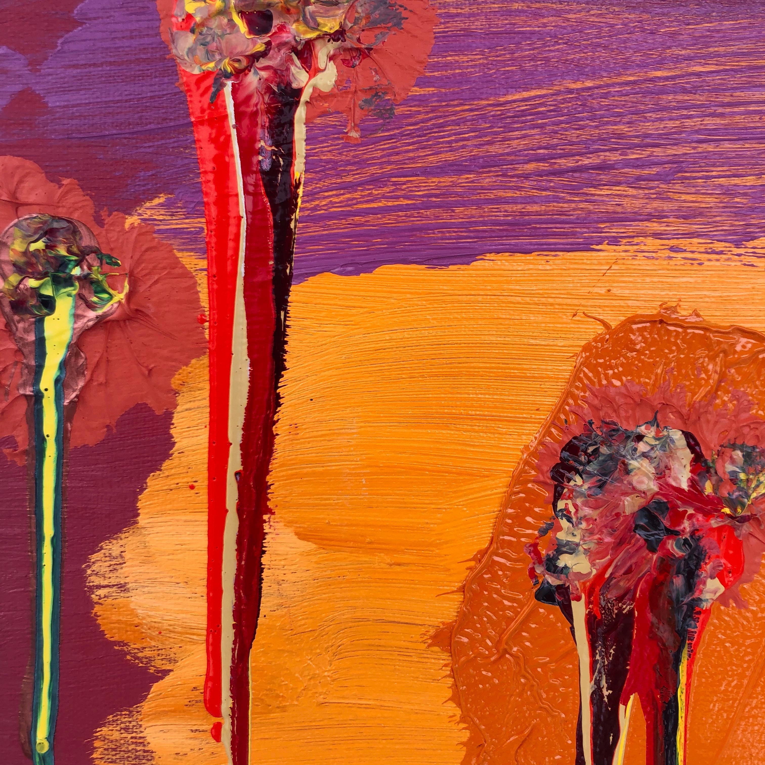 Bass Clef - zeitgenössisches abstraktes Ölgemälde in Rosa, Violett und Orange (Abstrakt), Painting, von Dennis Alter